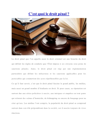 Qu'est ce que le droit pénal ?