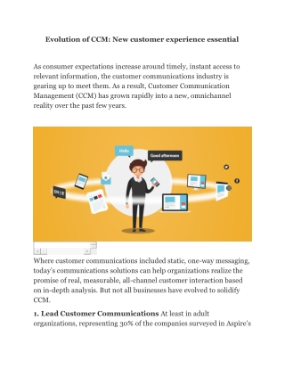 Evolution of CCM  New customer experience essential