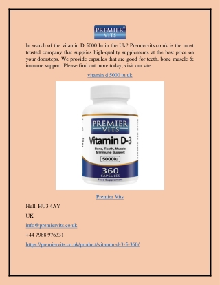 Vitamin D 5000 Iu Uk Premiervits.co.uk