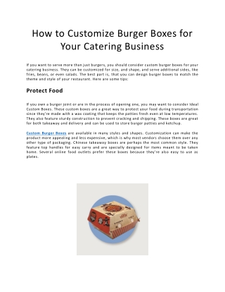 How to Customize Burger Boxes for Your Catering Business