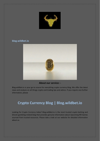 Crypto Currency Blog  Blog.wildbet.io