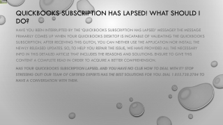 What to do when QuickBooks Subscription Has Lapsed error occurs