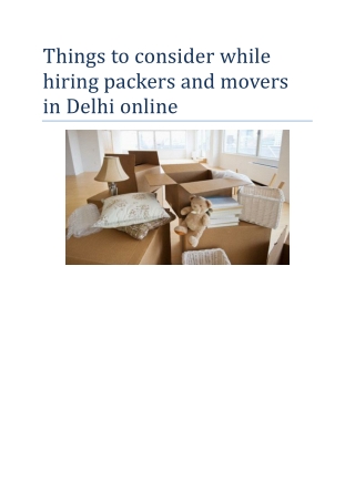 Things to consider while hiring packers and movers in Delhi online