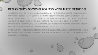 A quick troubleshooting guide for QuickBooks Error 350