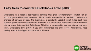 Easy fixes to deal with quickbooks error ps038 Read More