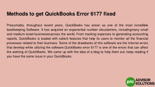 Complete Guide Read this article on How to Fix QuickBooks Error 6177