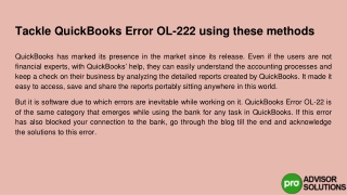 How to Deal with QuickBooks Error OL-222 Using These Methods