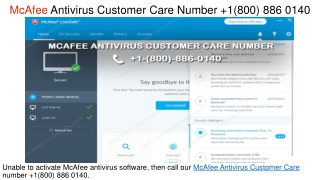 McAfee Antivirus Customer Care Number  1(800) 886 0140