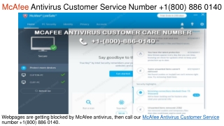 McAfee Antivirus Customer Service Number  1(800) 886 0140