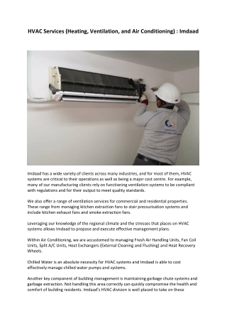 HVAC Services (Heating, Ventilation, and Air Conditioning) Imdaad