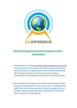 Best Android App Development Company in India. - OmInfowave