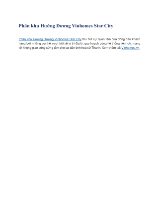 Phân khu Hướng Dương Vinhomes Star City