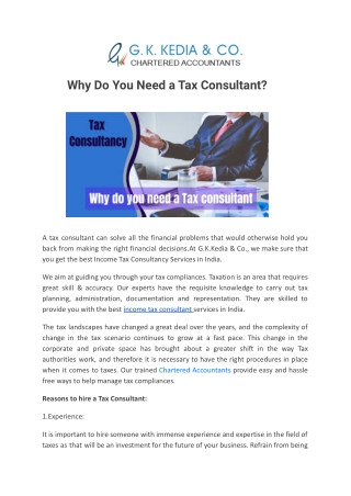 Why Do You Need a Tax Consultant
