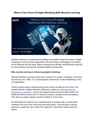 What Is The Future Of Digital Marketing With Machine Learning