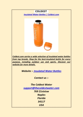 Insulated Water Bottles  Coldest.com