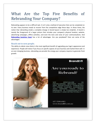 What Are the Top Five Benefits of Rebranding Your Company?