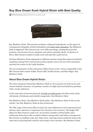 Buy Blue Dream Kush Hybrid Strain with Best Quality |  1(615) 854-7628