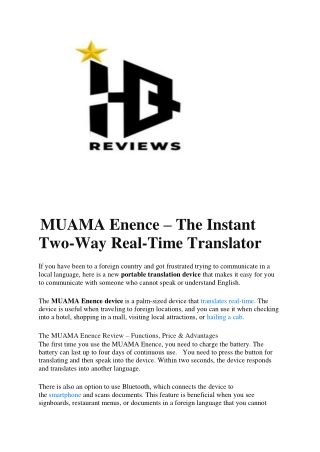 MUAMA Enence – The Instant Two-Way Real-Time Translator