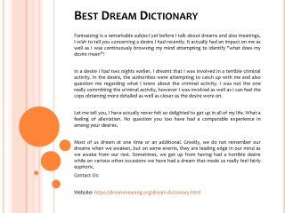 Best Dream Dictionary