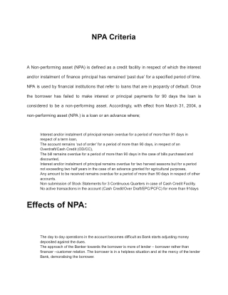 NPA Criteria