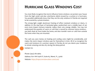 Hurricane Glass Windows Cost