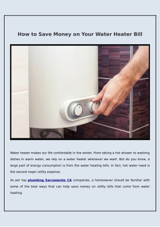 How To Reduce Your Water Heater Bill