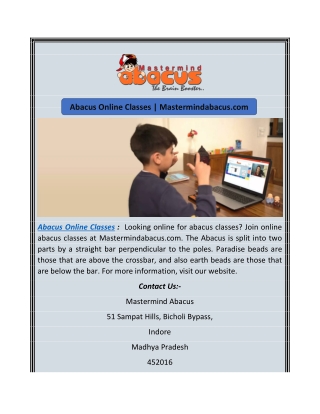 Abacus Online Classes | Mastermindabacus.com