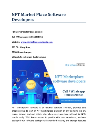 NFT Market Place software developers