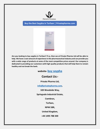 Buy the Best Saypha in Torfaen | Privatepharma.com