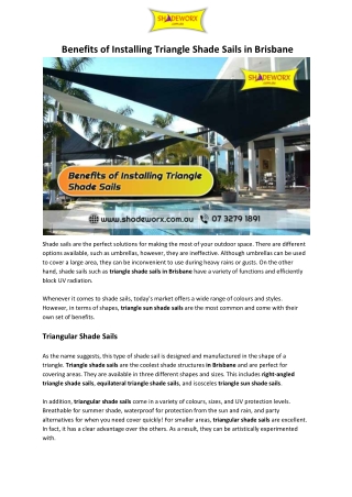 Benefits of Installing Triangle Shade Sails in Brisbane