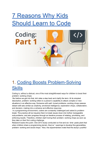 7 Reasons Why Kids Should Learn to Code