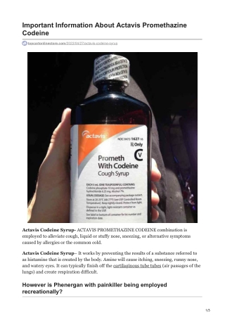 Important Information of Actavis Promethazine Codeine | (716) 402-1991