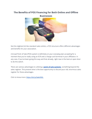 The Benefits of POS Financing for Both Online and Offline Businesses