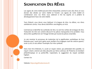 Signification Des Rêves