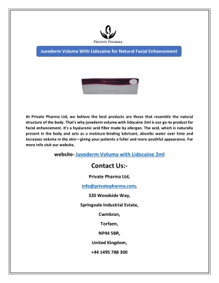 Juvederm Voluma With Lidocaine for Natural Facial Enhancement