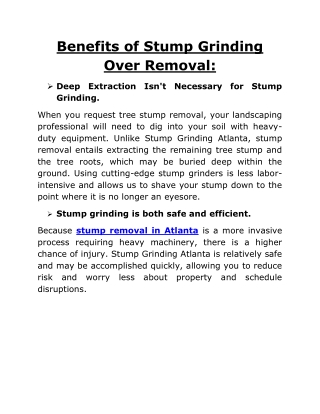 Benefits of Stump Grinding Over Removal