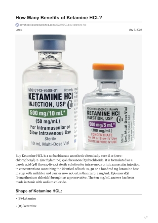 How Many Benefits of Ketamine HCL ? |  1  662 813 0078