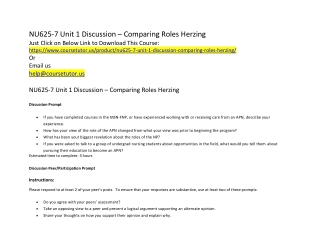 NU625-7 Unit 1 Discussion – Comparing Roles Herzing