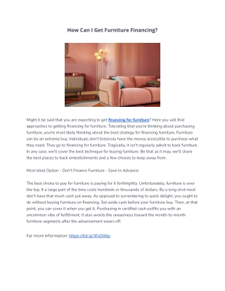 How Can I Get Furniture Financing?