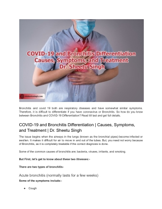 COVID-19 and Bronchitis Differentiation _ Causes, Symptoms, and Treatment _ Dr. Sheetu Singh
