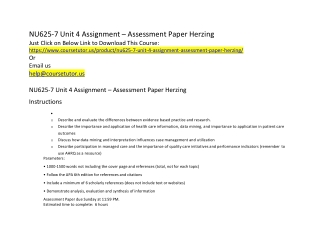 NU625-7 Unit 4 Assignment – Assessment Paper Herzing