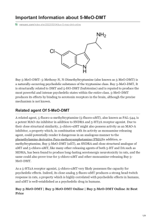 Important Information about 5-MeO-DMT