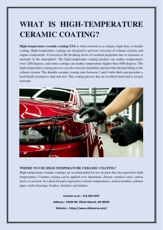 WHAT IS HIGH-TEMPERATURE CERAMIC COATING?