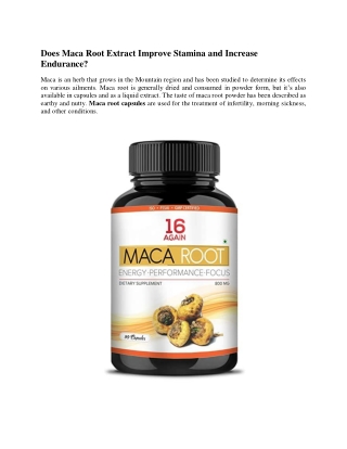 Does Maca Root Extract Improve Stamina and Increase Endurance