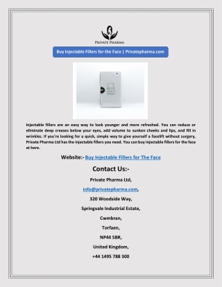 Buy Injectable Fillers for the Face | Privatepharma.com