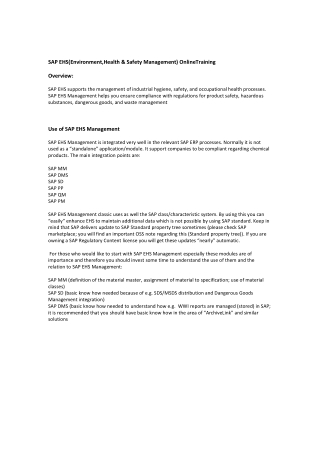 SAP EHS Training | SAP EHS Course