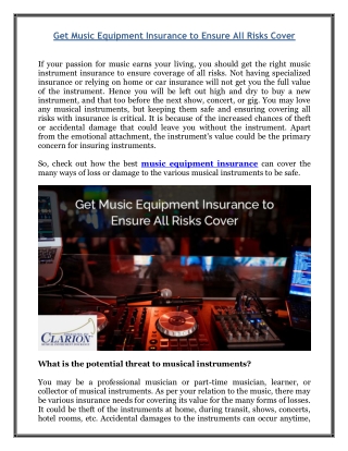 Get Music Equipment Insurance to Ensure All Risks Cover