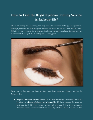 How to Find the Right Eyebrow Tinting Service in Jacksonville