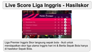 Live Score Liga Inggris - Hasilskor