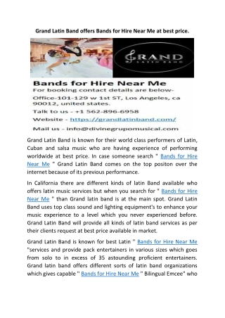 Bands for Hire Near Me